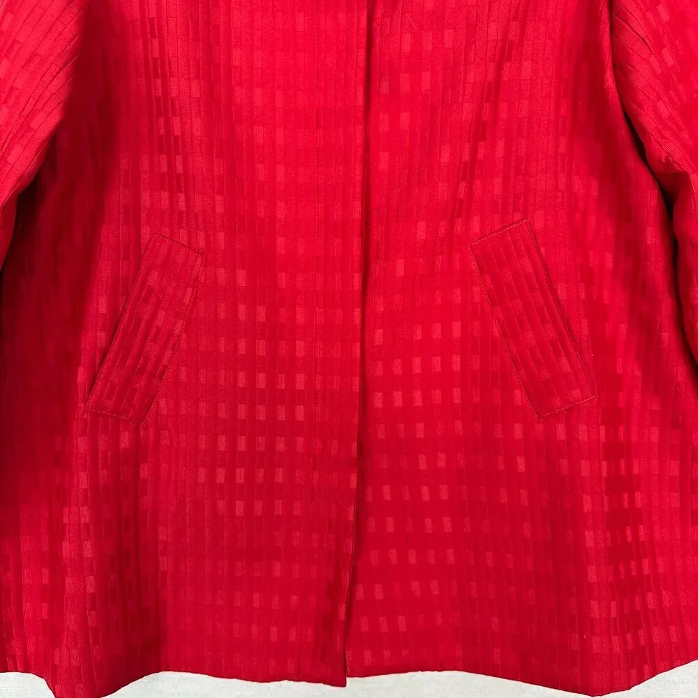 SIMONTON SAYS WOMEN'S RED SQUARED DESIGNED JACKET BLAZER HIDDEN BUTTON SIZE S - Picture 11 of 11